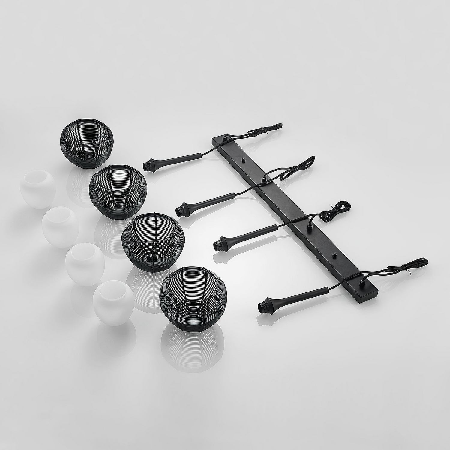 Lucande Tetira Hängeleuchte Hängeleuchte Lampe Leuchte Esstisch 4fl Lang Schw345 B-Ware - 4251096598759