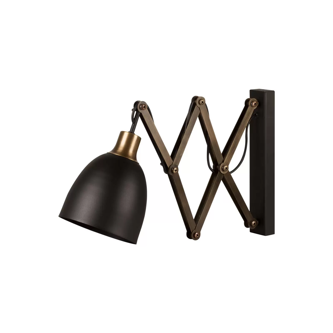 Scherenlampe Sivani MR-725 schwarz/gold antik Lampe Leuchte Wandleuchte Spot E27