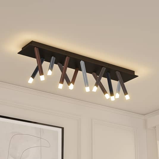 Plafonnier LED Lucande Stoika, luminaire carré à 12 lumières, 875