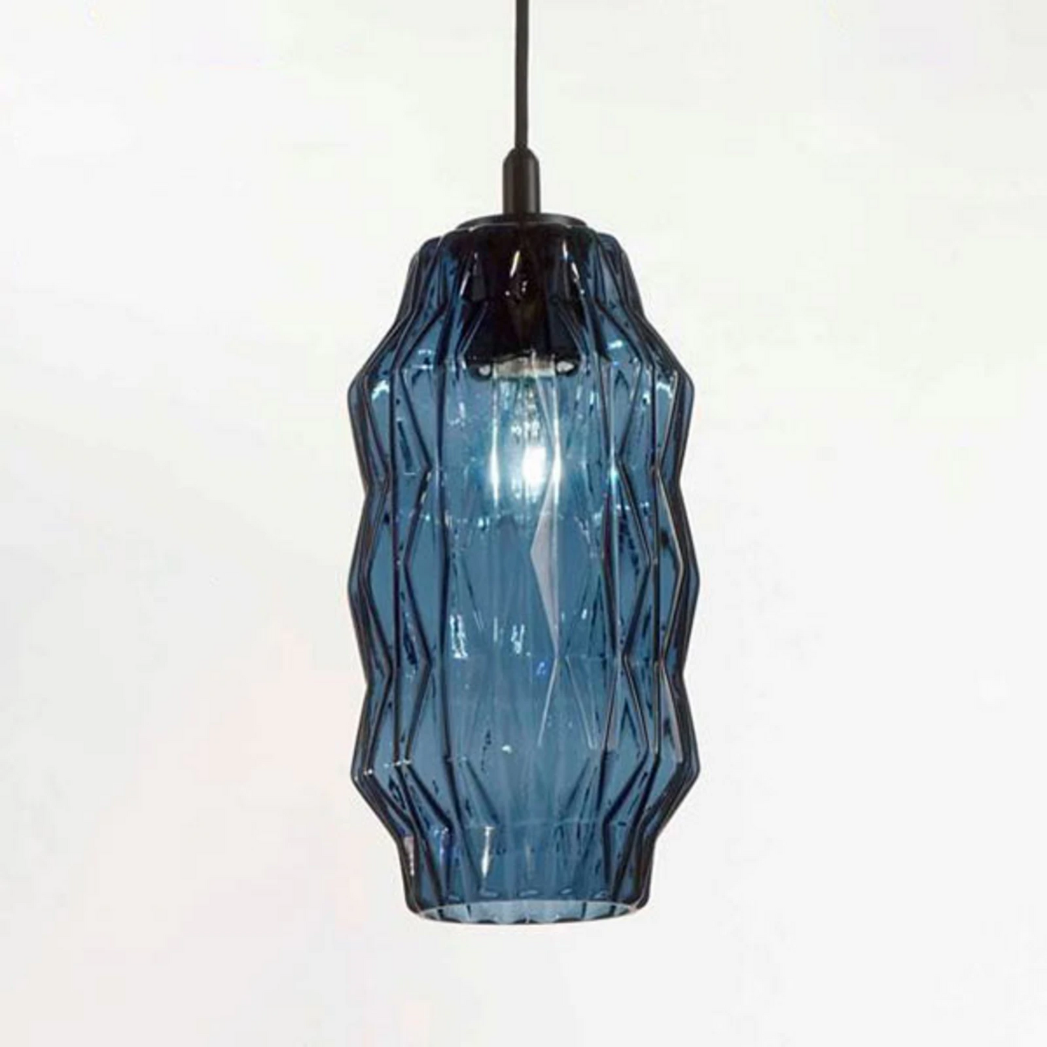 Selène Hängeleuchte Origami aus Glas blau Deckenlampe Lampe Leuchte Spot Licht