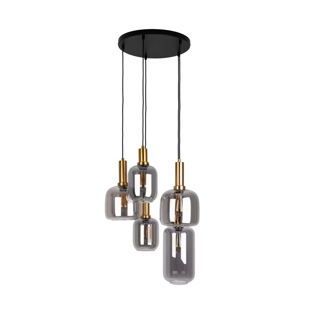 Näve Hängeleuchte Fumo Rauchglas Fünfflammig Rondell Lampe Leuchte Spot Licht B-Ware