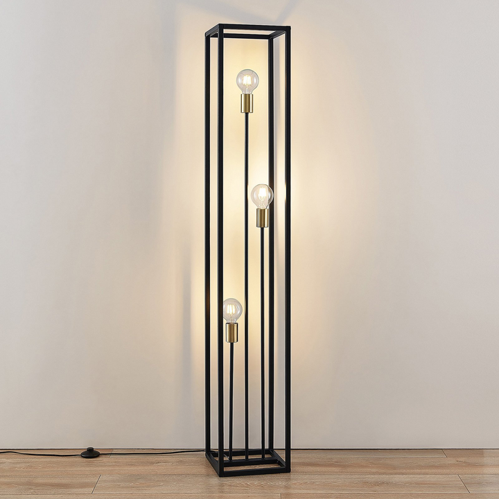 Lindby Tiliane Käfig Stehlampe Stehleuchte Lampe Leuchte 3 Flammig E27 Schwarz B-Ware - 4251911708653