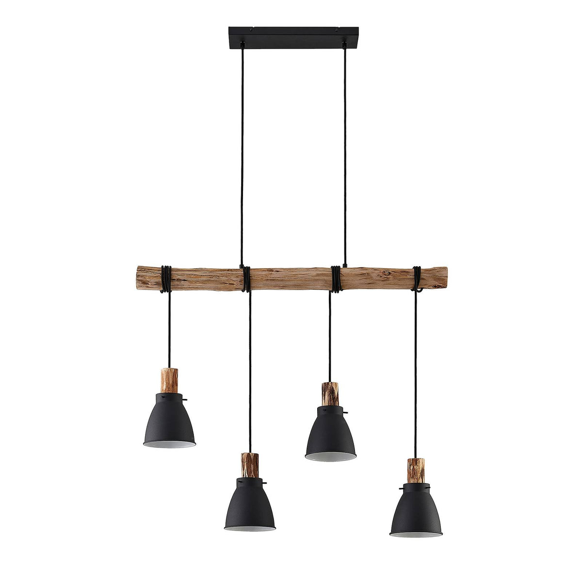 Lindby Trebale Pendelleuchte Pendellampe Lampe vierflammig E14 schwarz Holz h671 - 4251096584059