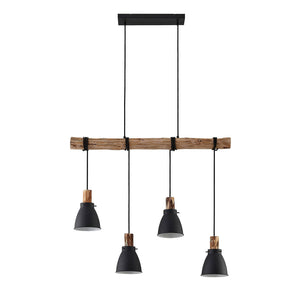 B-Ware Lindby Trebale Pendelleuchte Pendellampe Lampe vierflammig E14 schwarz Holz h671