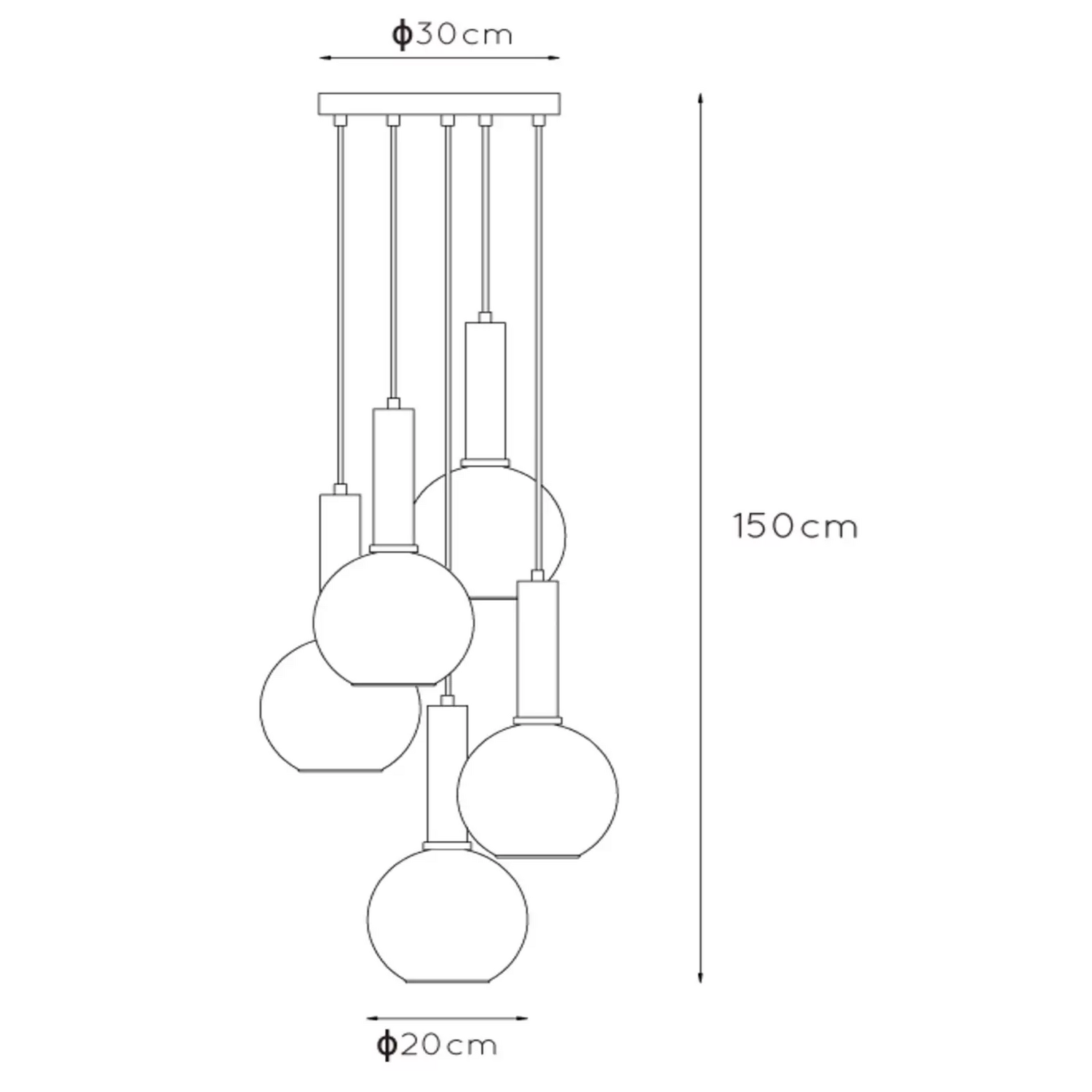 B-Ware Lucide Hängeleuchte Marius Schwarz Fünfflammig Deckenleuchte Hängelampe Lampe