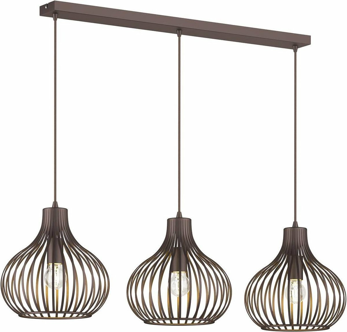 Lindby Frances Hängelampe Hängeleuchte Lampe Wohnzimmerlampe 3 Fl. E27 Braun905 B-Ware - 4251096551709