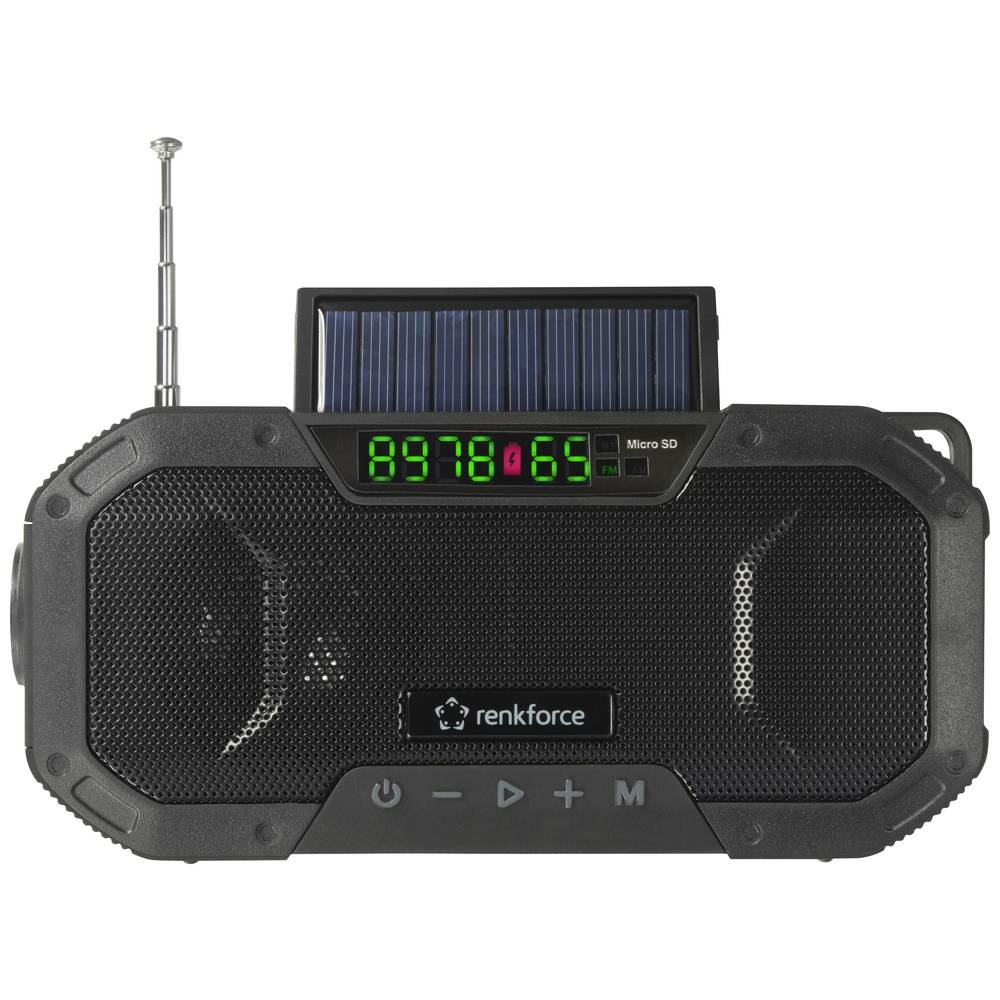 Renkforce RF-CR-300 Outdoorradio Radio UKW MW Notfallradio Bluetooth Solarpanel