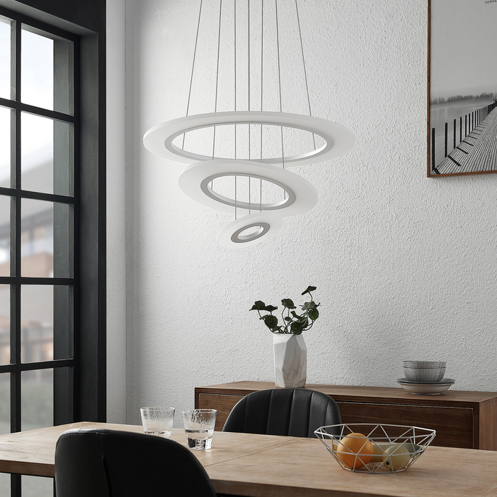 Lindby Amisu LED-Hängeleuchte Ring Deckenlampe weiß matt dimmbar LED