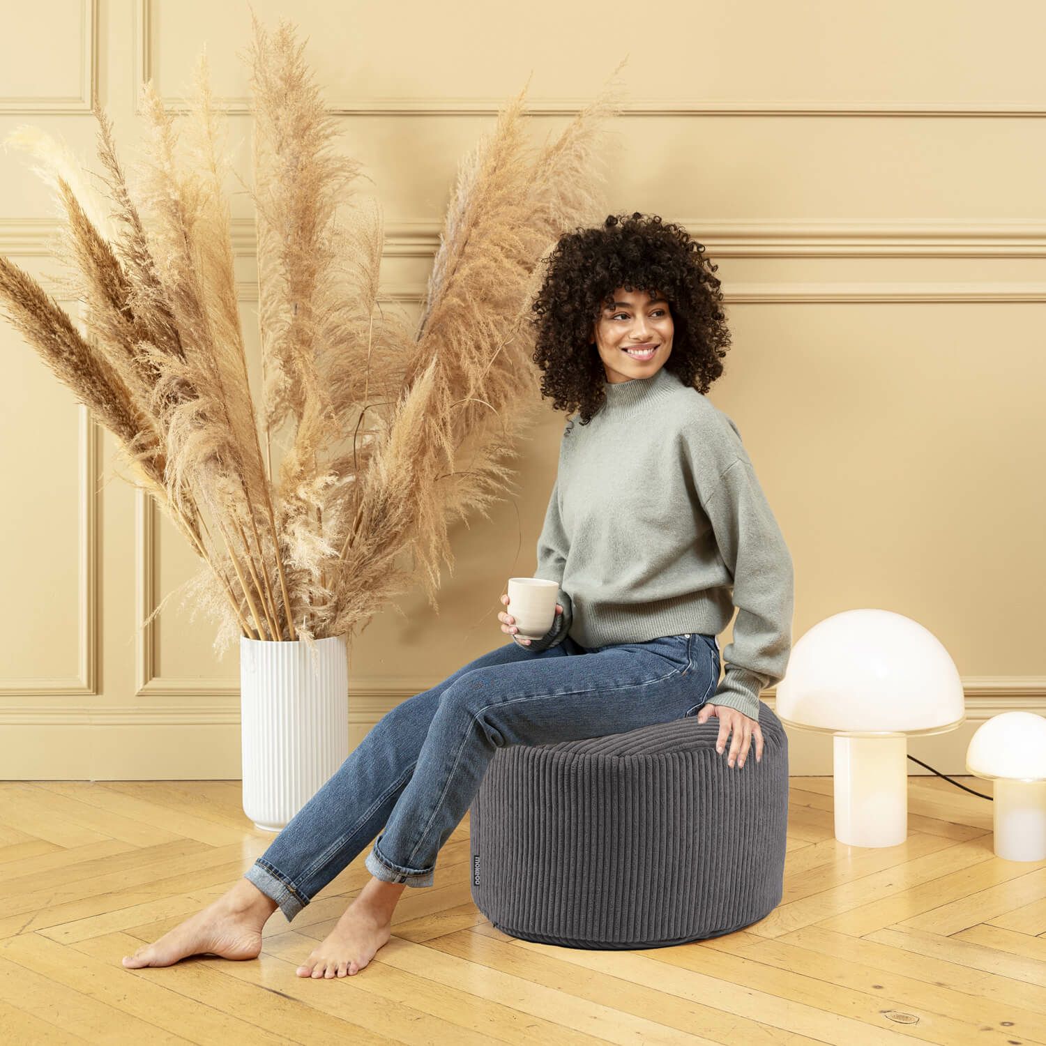 B-Ware Mokebo Pouf, Hocker O. Sitzhocker Aus Cord 40x60 Cm 'Der Faule Lenz', Bodenkisse