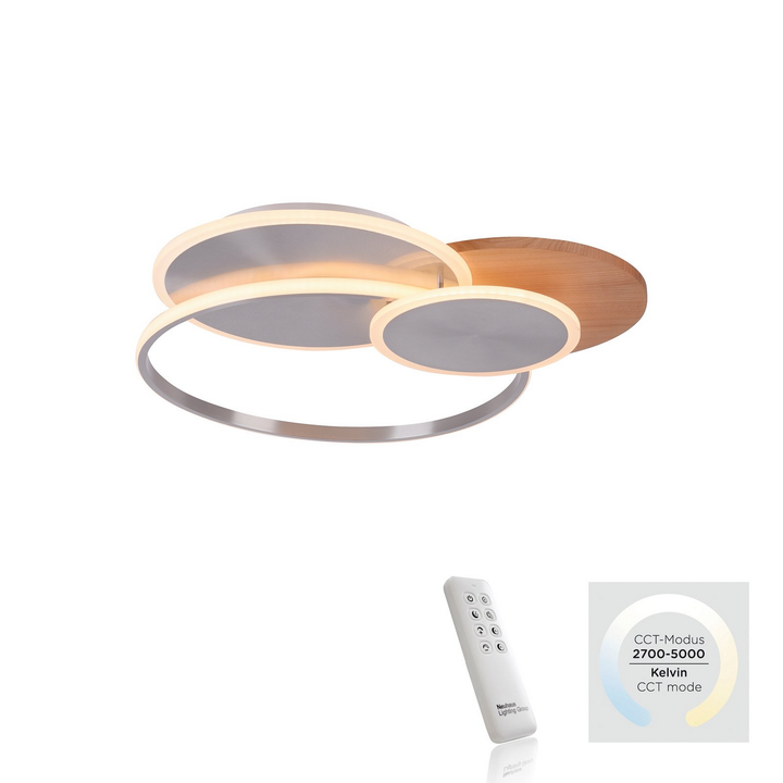 Palma LED-Deckenlampe Deckenlampe Lampe Leuchte 50 Watt Holz silber weiß
