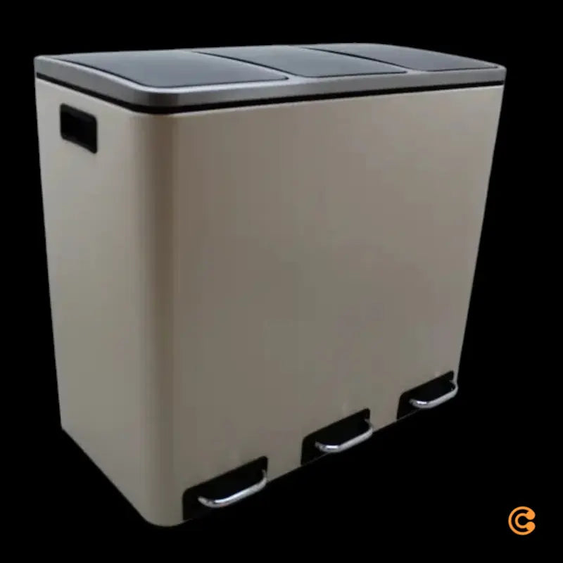 hjh OFFICE Abfallsammler Mülltrennsystem CLEAN IX 54L 3x18L Treteimer Müll beige - 4064323036432