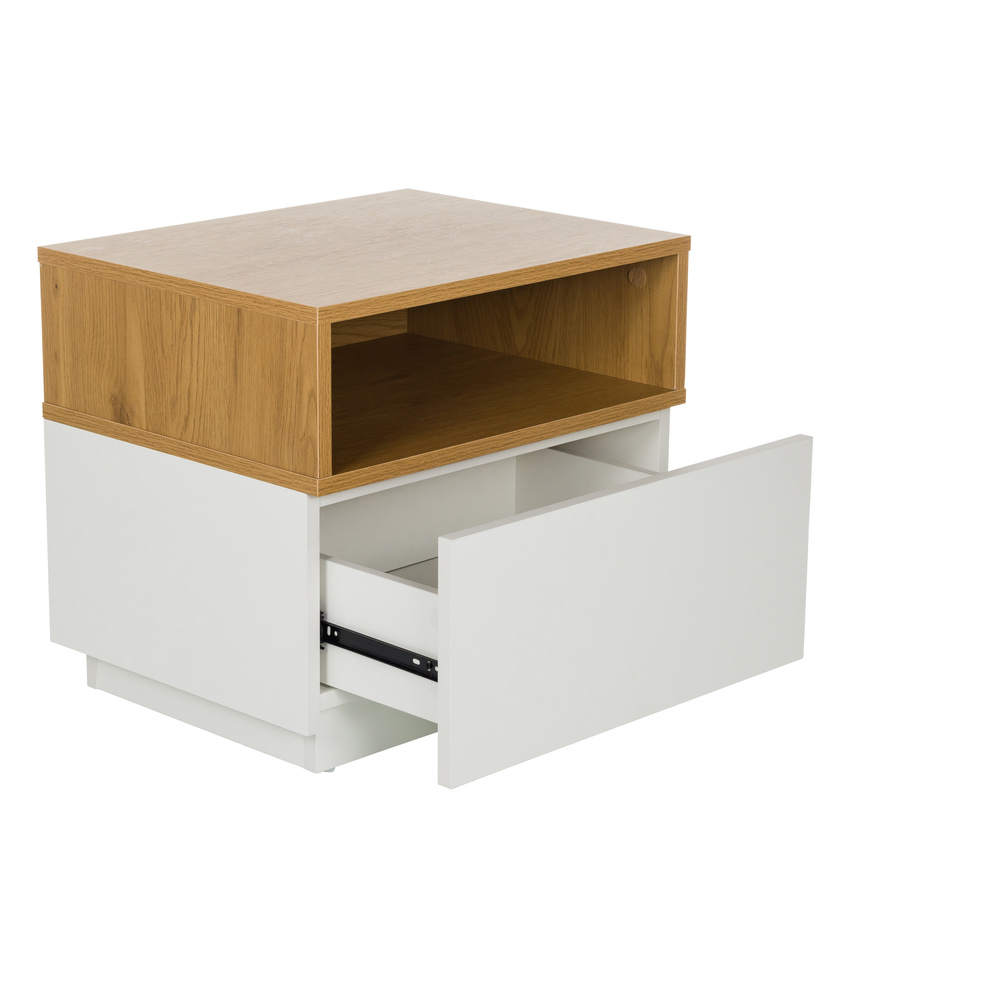 Hjh Living Beistelltisch Nachttisch Melmo Weiß Eiche Stauraum Möbel 50x40x45 Cm B-Ware - 4064323038115