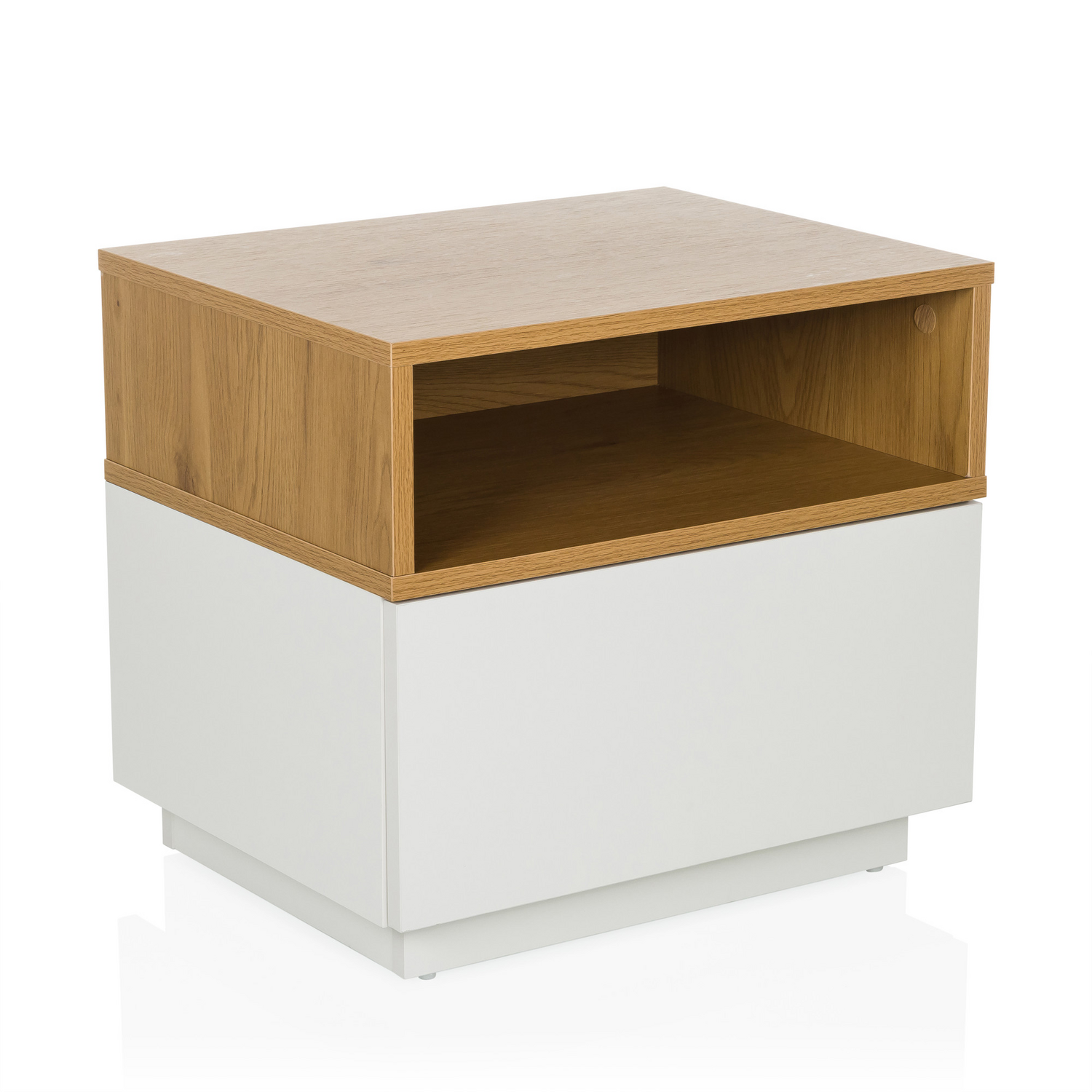 Hjh Living Beistelltisch Nachttisch Melmo Weiß Eiche Stauraum Möbel 50x40x45 Cm B-Ware - 4064323038115