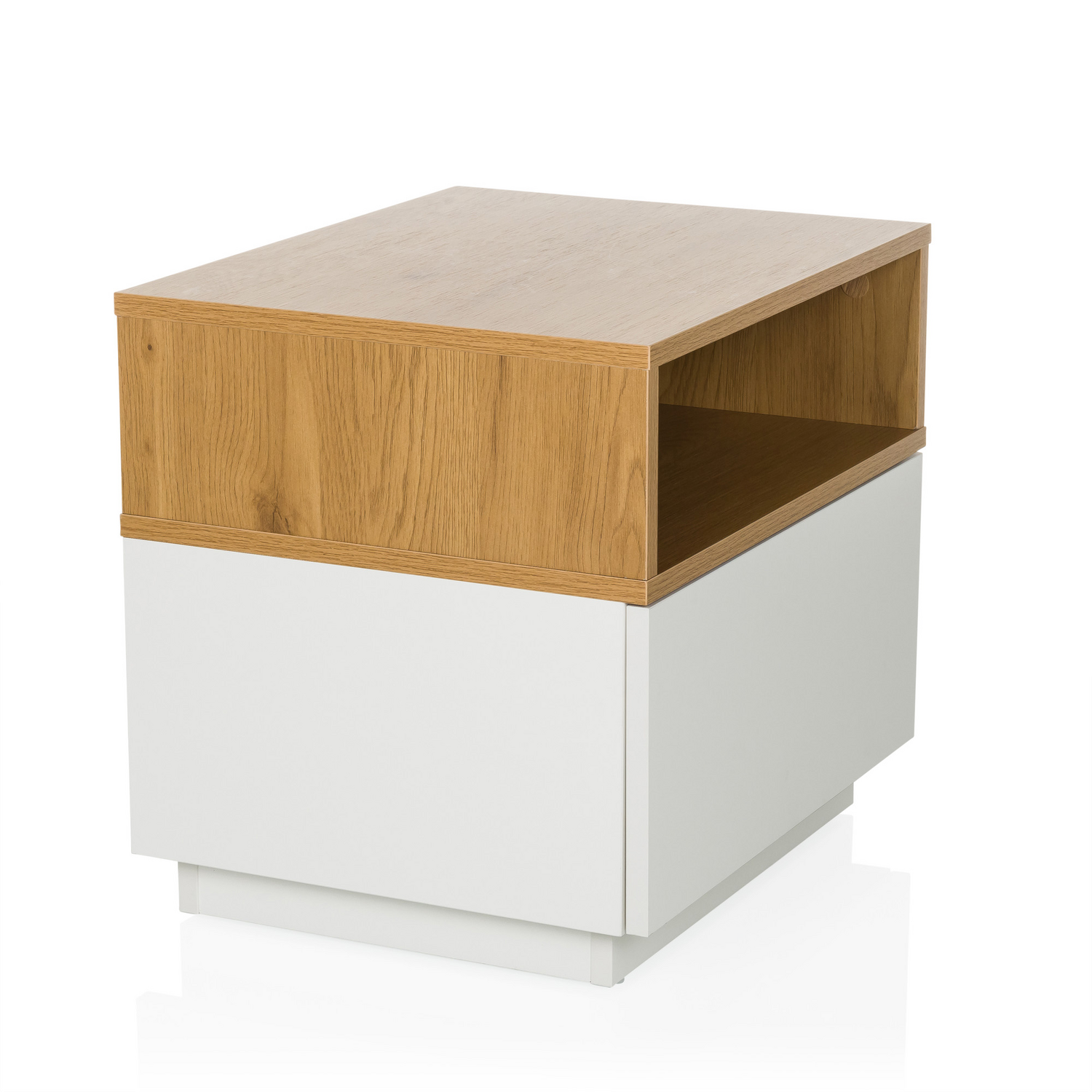 Hjh Living Beistelltisch Nachttisch Melmo Weiß Eiche Stauraum Möbel 50x40x45 Cm B-Ware - 4064323038115