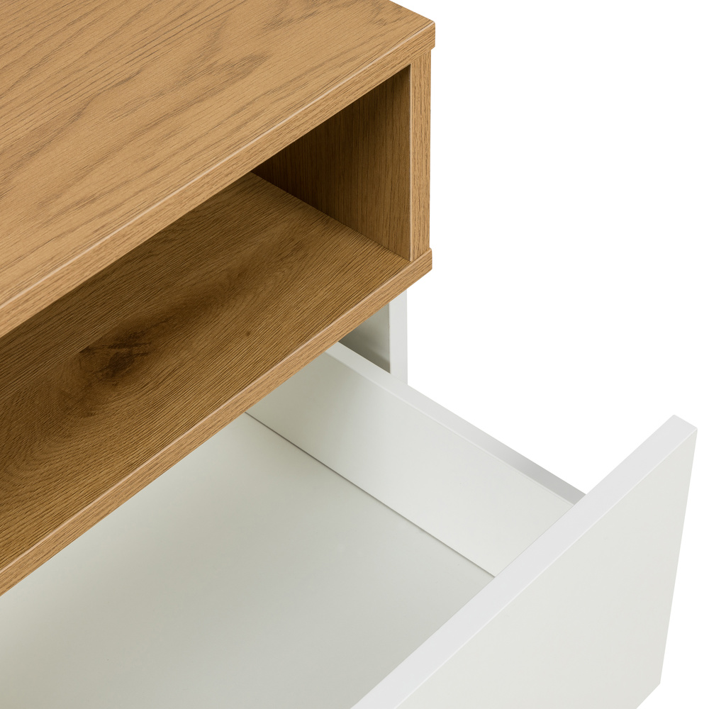 Hjh Living Beistelltisch Nachttisch Melmo Weiß Eiche Stauraum Möbel 50x40x45 Cm B-Ware - 4064323038115