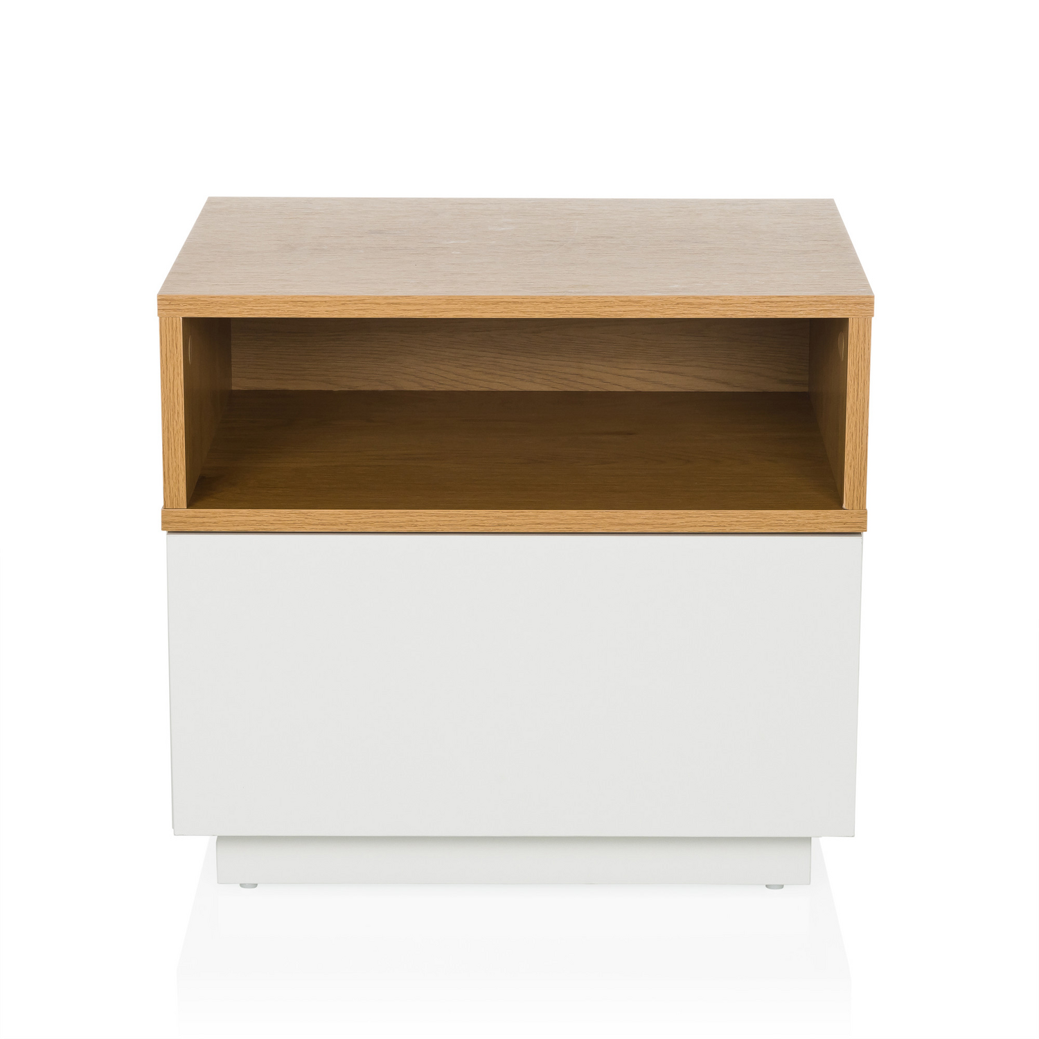 Hjh Living Beistelltisch Nachttisch Melmo Weiß Eiche Stauraum Möbel 50x40x45 Cm B-Ware - 4064323038115