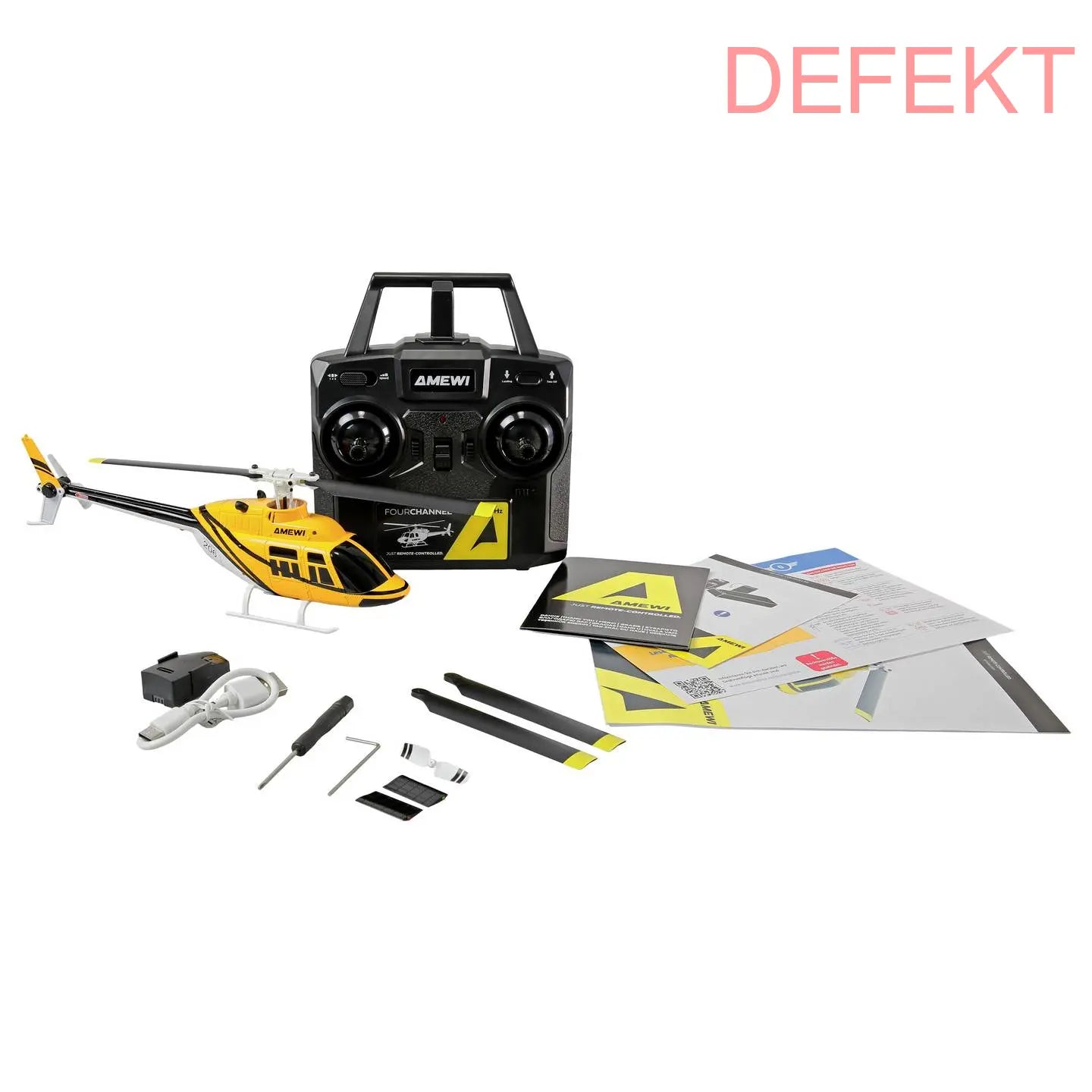 D-Ware Amewi Rc Hubschrauber Helikopter Bell 206 Modell Flugzeug Auto Defektware - 4262500341885