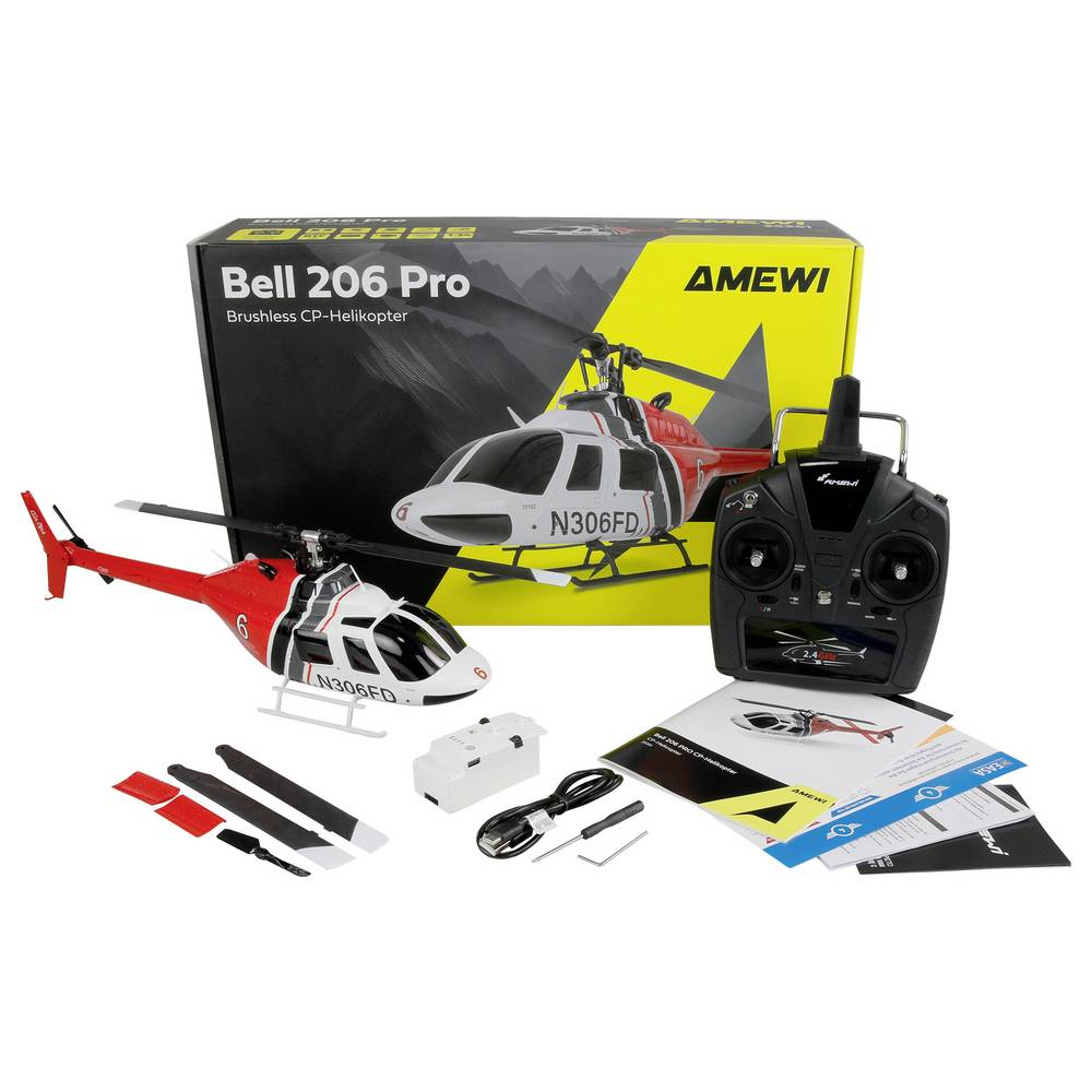 Amewi Bell 206 Pro Rc Hubschrauber Helikopter Drohne Rt F Modellflugzeug B-Ware - 4262408979449
