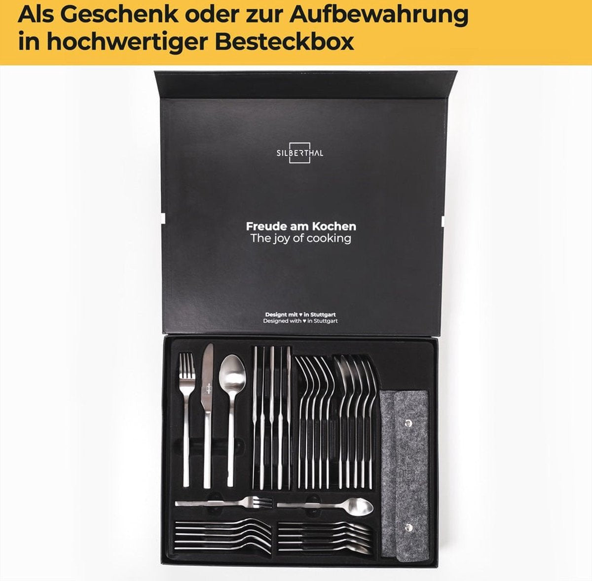 SILBERTHAL Besteckset Tafelbesteck Silber Edelstahl Set 6 Personen 30-tlg Koffer - 4260470464801