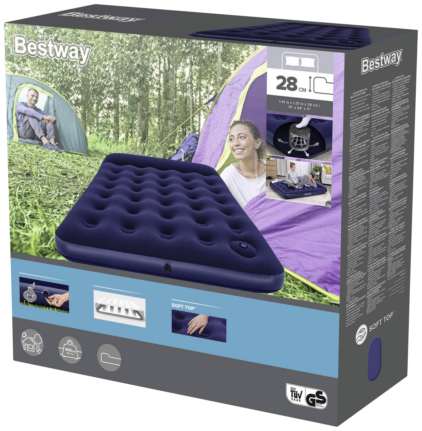 B-Ware Bestway 67225 Luftbett 191 X 137 X 28 Cm Königs Blau Bett Wohnmöbel Aufblasmö765