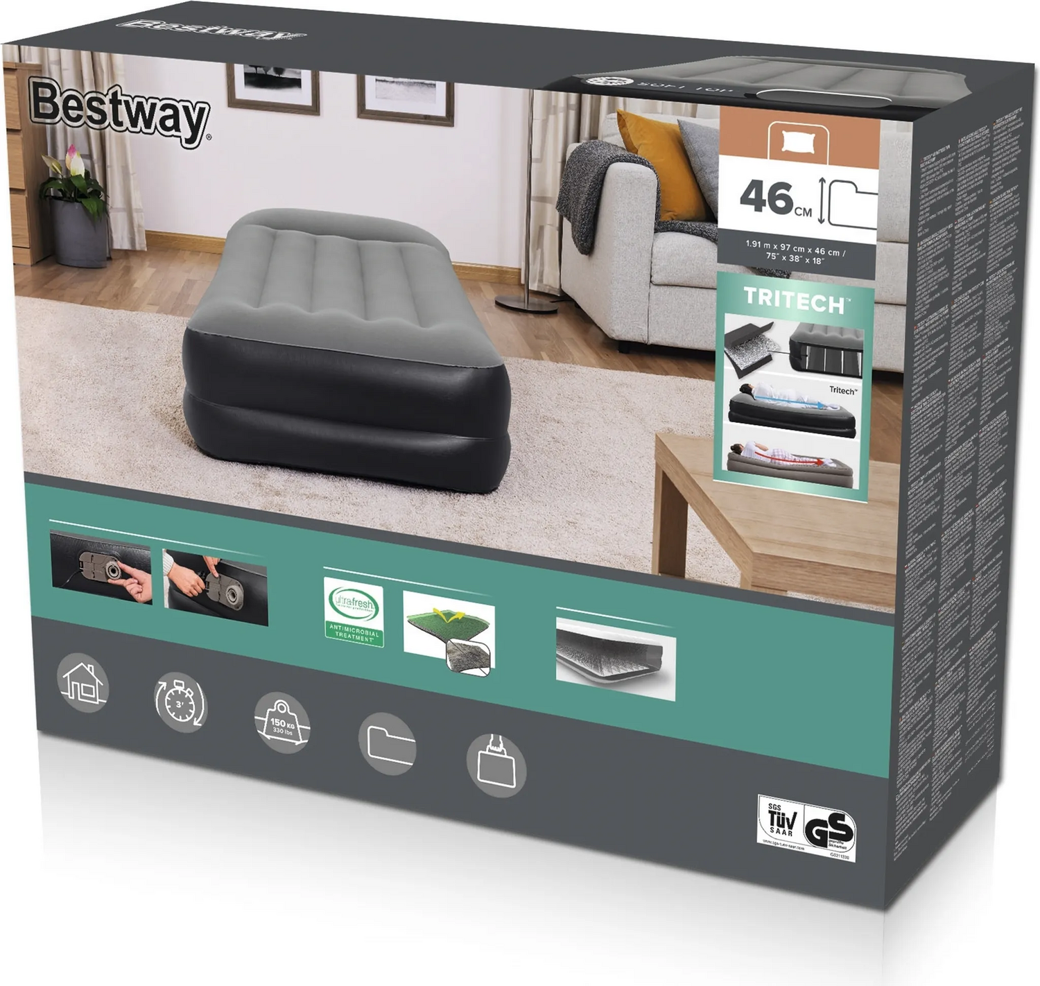 Bestway Luftbett Gästebett Tri Tech Aerolux Elektropumpe Single Xl Luftmatratze B-Ware - 6941607329481