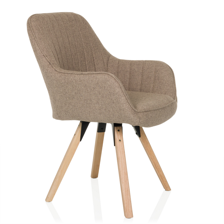 Hjh Living Besucherstuhl Esszimmerstuhl Scandi Soft Stoff Beige Drehfunktion B-Ware - 4064323045229