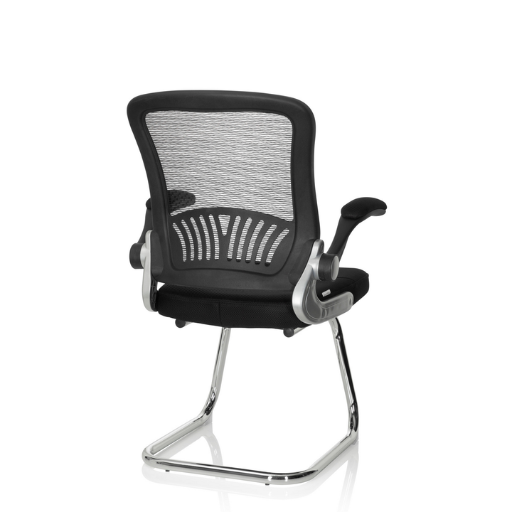 Hjh Office Besucherstuhl Konferenzstuhl Freischwinger Netzstoff Schwarz Armlehne B-Ware - 4251084672393