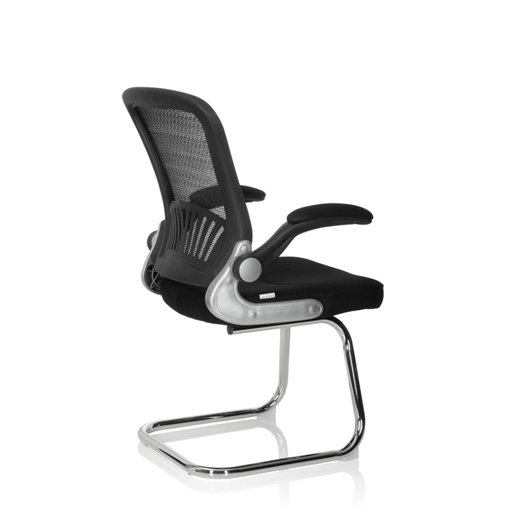 Hjh Office Besucherstuhl Konferenzstuhl Freischwinger Netzstoff Schwarz Armlehne B-Ware - 4251084672393