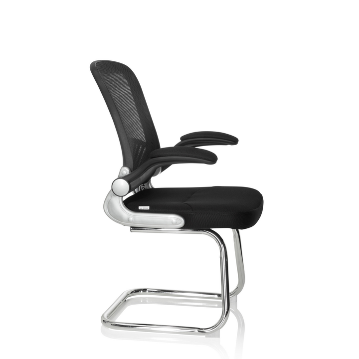 Hjh Office Besucherstuhl Konferenzstuhl Freischwinger Netzstoff Schwarz Armlehne B-Ware - 4251084672393