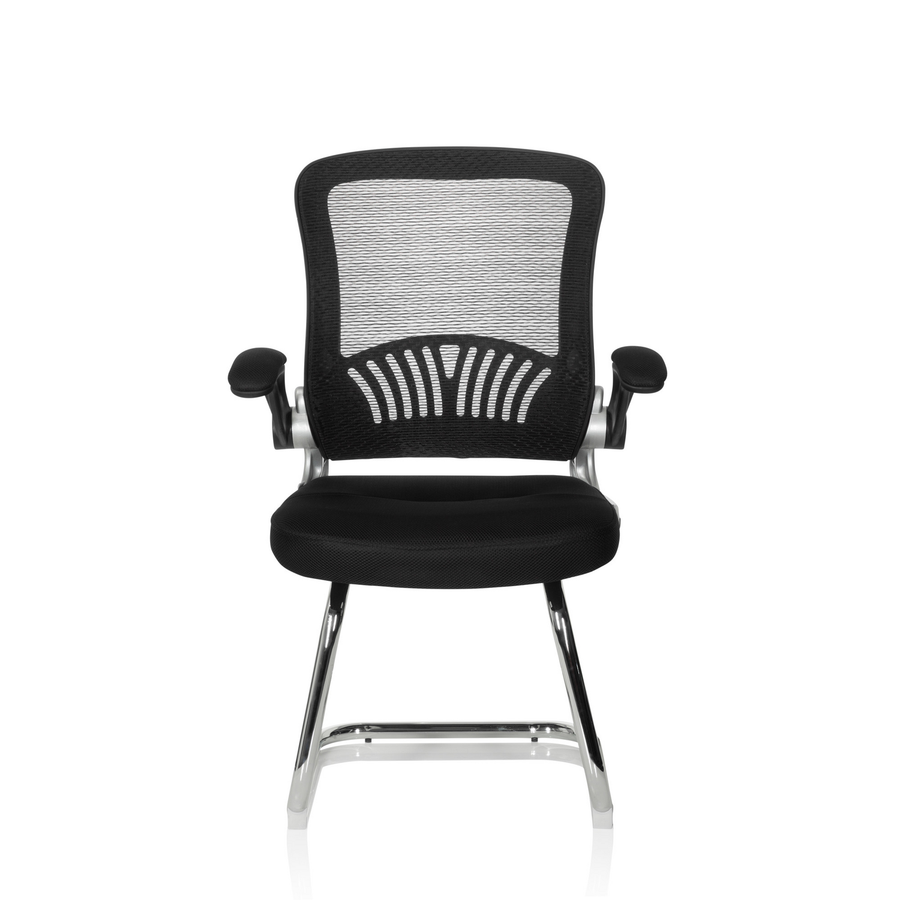 Hjh Office Besucherstuhl Konferenzstuhl Freischwinger Netzstoff Schwarz Armlehne B-Ware - 4251084672393