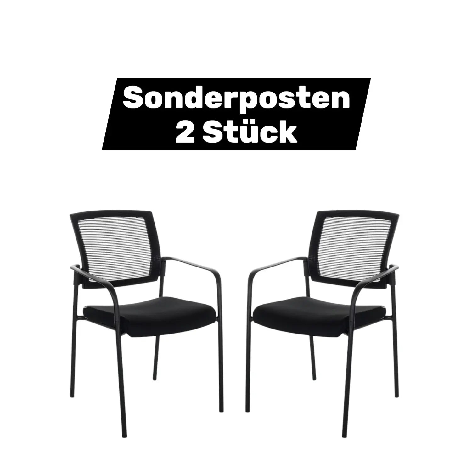 B-Ware Hjh Office Besucherstuhl Stuhl Schwarz Netzstoff Stapelbar 2 Stück - 4064323035374
