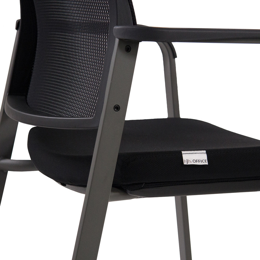 hjh OFFICE Besucherstuhl Konferenzstuhl Stuhl schwarz Netzstoff Stoff Armlehnen - 4251084668693