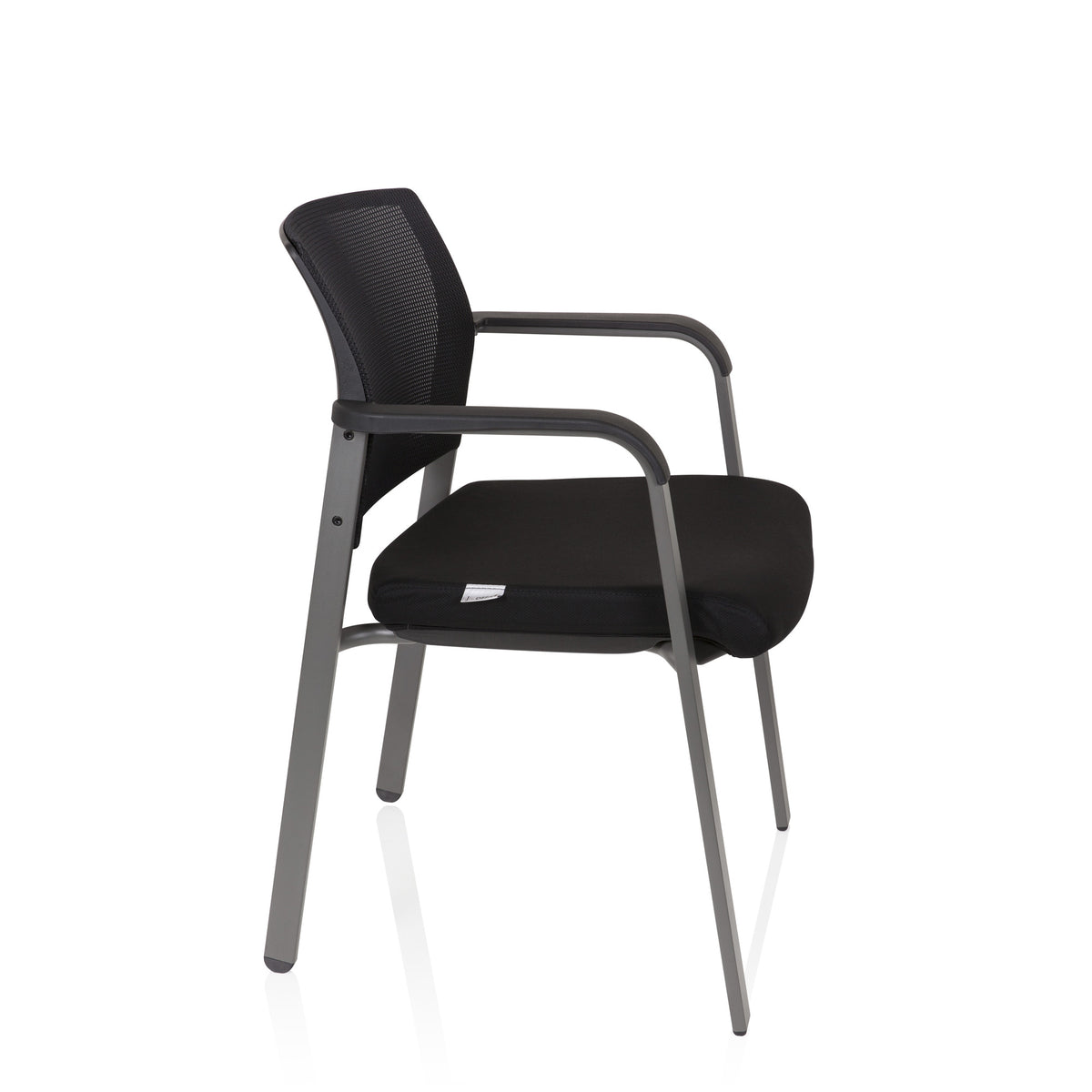 hjh OFFICE Besucherstuhl Konferenzstuhl Stuhl schwarz Netzstoff Stoff Armlehnen - 4251084668693