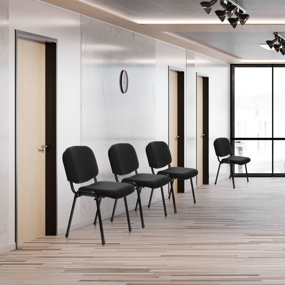 hjh OFFICE Vierfußstuhl Sitzgelegenheit Besucherstuhl Schwarz Stoff 4er Pac3 - 4251084663421