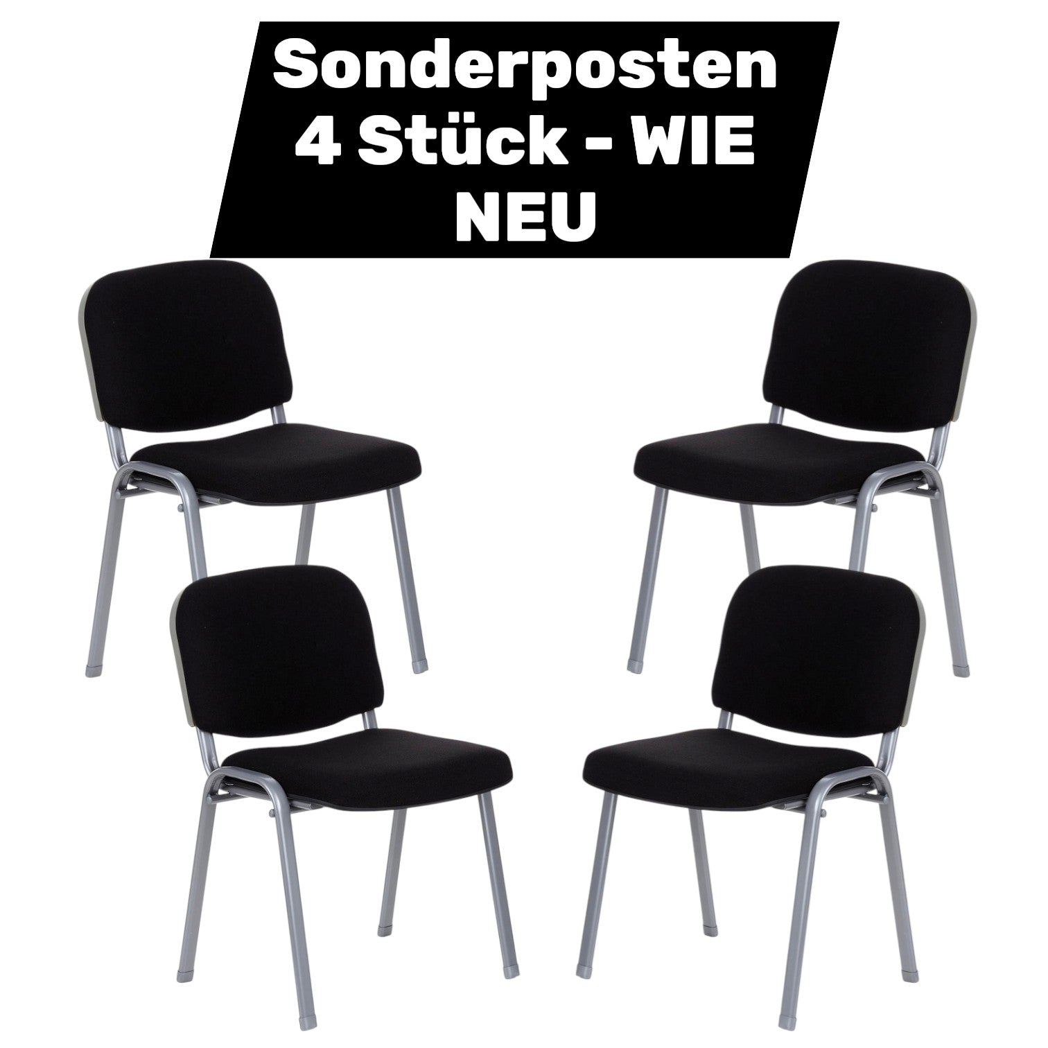 hjh OFFICE Besucherstuhl Konferenzstuhl Stuhl XT 600 4er Pack silber 4 STÜCK - 4251084663452