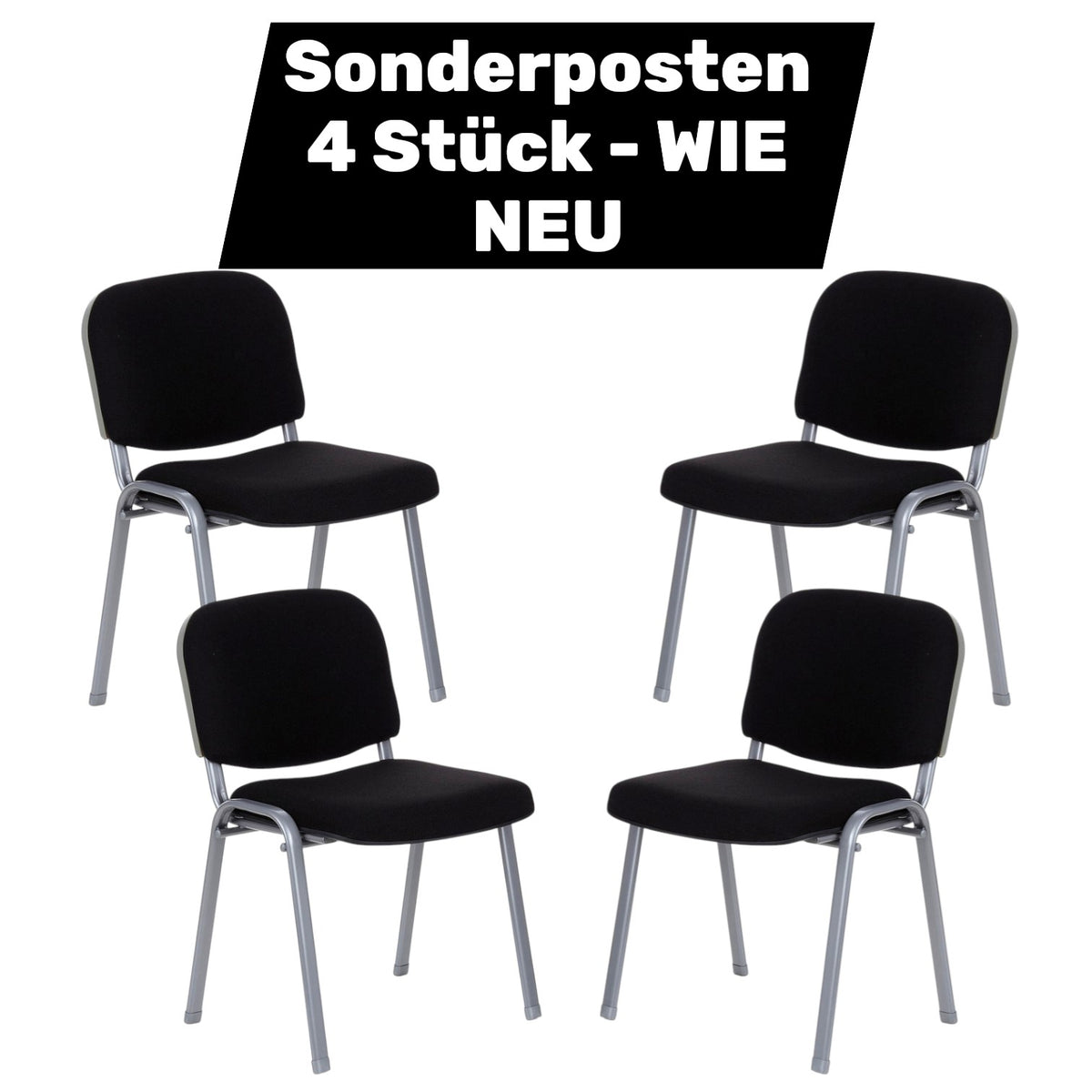 hjh OFFICE Besucherstuhl Konferenzstuhl Stuhl XT 600 4er Pack silber 4 STÜCK - 4251084663452
