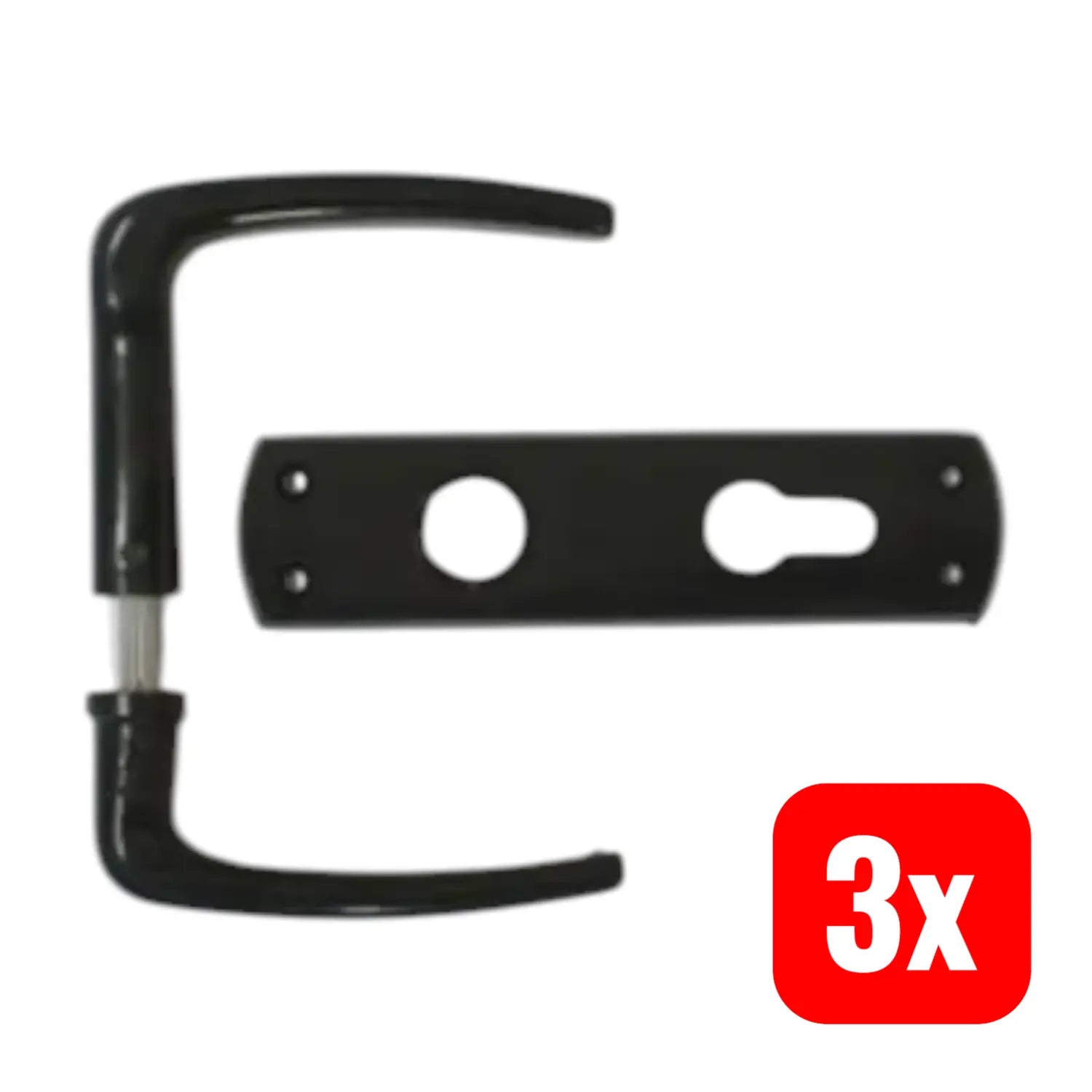 B-Ware Bever Drückergarnitur Türgriff Universal Schwarz Pz 55 Mm 8 Mm Vierkant 3 Stück - 4002730127978