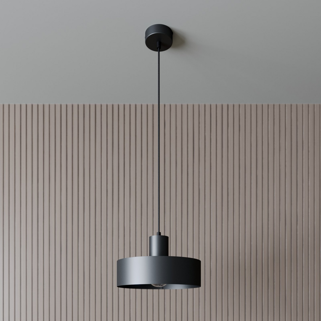 Hängeleuchte Lampe Leuchte Hängelampe Deckelampe Rif aus Metall, schwarz Ø 25 cm