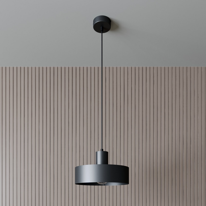 Hängeleuchte Lampe Leuchte Hängelampe Deckelampe Rif aus Metall, schwarz Ø 25 cm