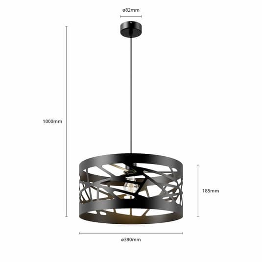 Euluna Hängeleuchte Modul Frez Musterschirm Ø 39 cm schwarz Hängeleuchte Lampe E