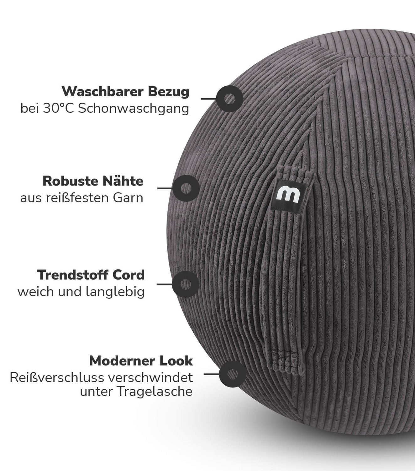 Ballon de gym ergonomique Mokebo en tissu pour bureau « The Sporty One », avec pompe ou produit de seconde main.