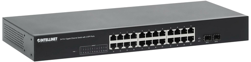 Intellinet 24-Port Gigabit Ethernet Switch 2 SFP-Ports 19 Zoll Netzwerk-Switch