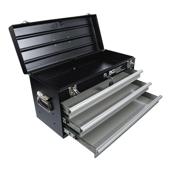 B-Ware Bgs Metall Werkzeugkoffer Kasten Werkzeugbox Leer 3 Schubladen Rot Abschließbar