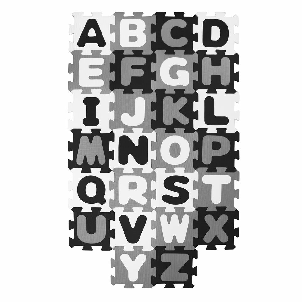 B-Ware Bieco Puzzlematte Buchstaben Hermelin Spielmatte Alphabet Schwarz Weiß Grau - 4005544015066