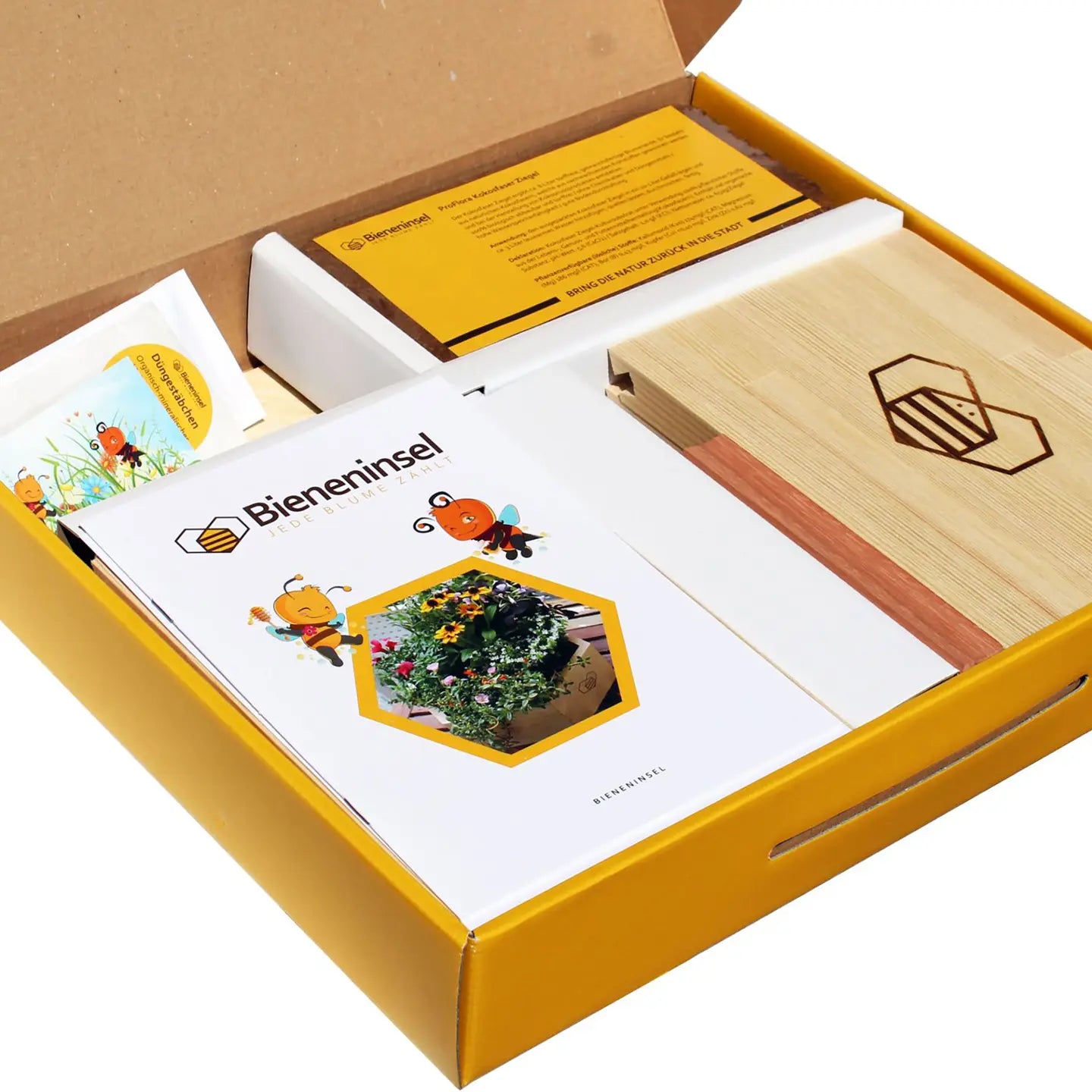 B-Ware Bieneninsel Pflanzkasten Blumenkasten Wildbienen Set Begleitbuch Bio Samen Holz - 745125362304