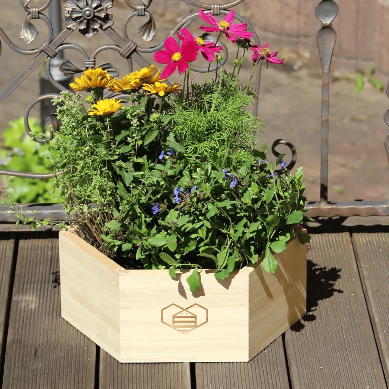 B-Ware Bieneninsel Pflanzkasten Blumenkasten Wildbienen Set Begleitbuch Bio Samen Holz - 745125362304