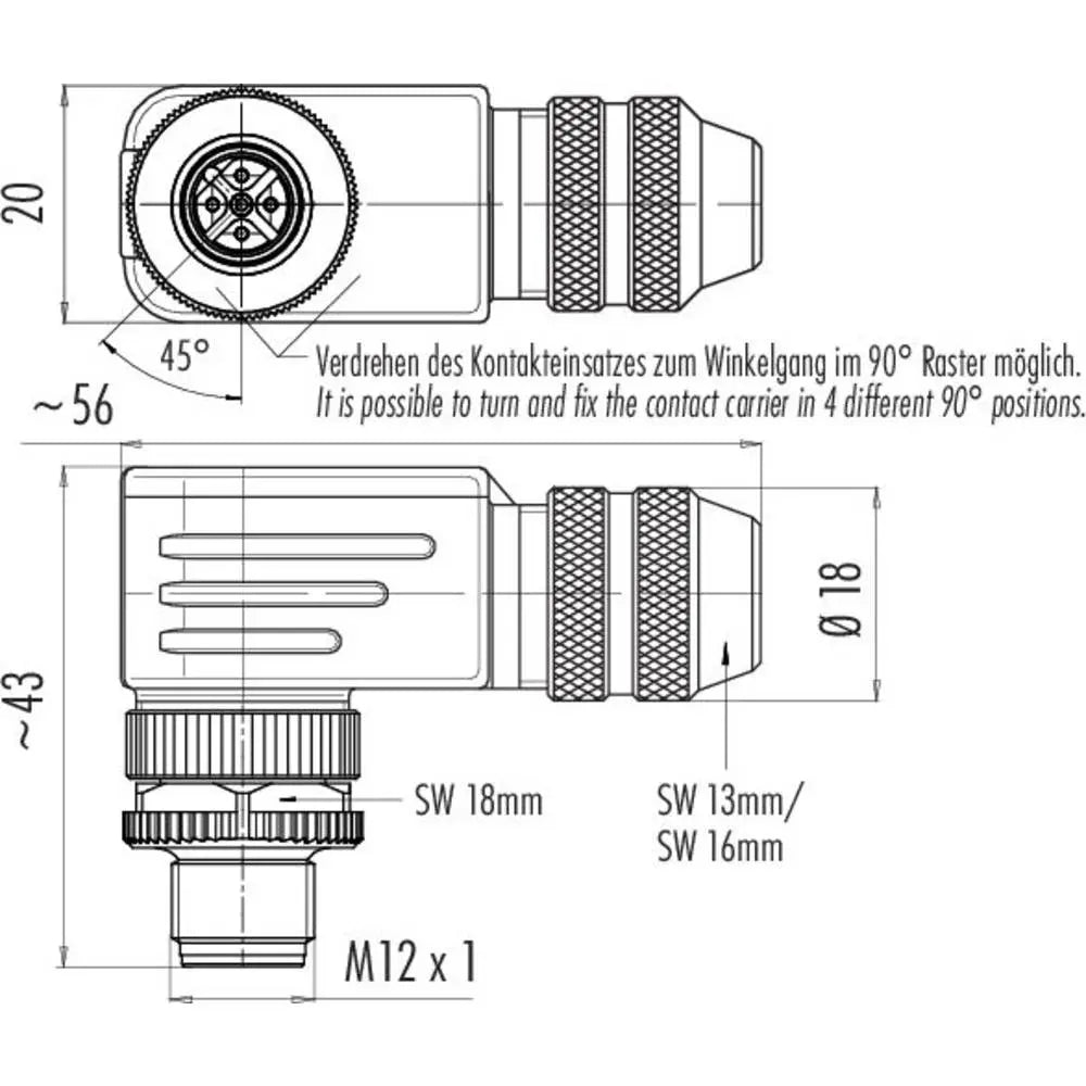 B-Ware Binder 99 1437 920 05 20 Sensor/Aktor Steckverbinder Stecker Gewinkelt 5 Polig - 2050010671538