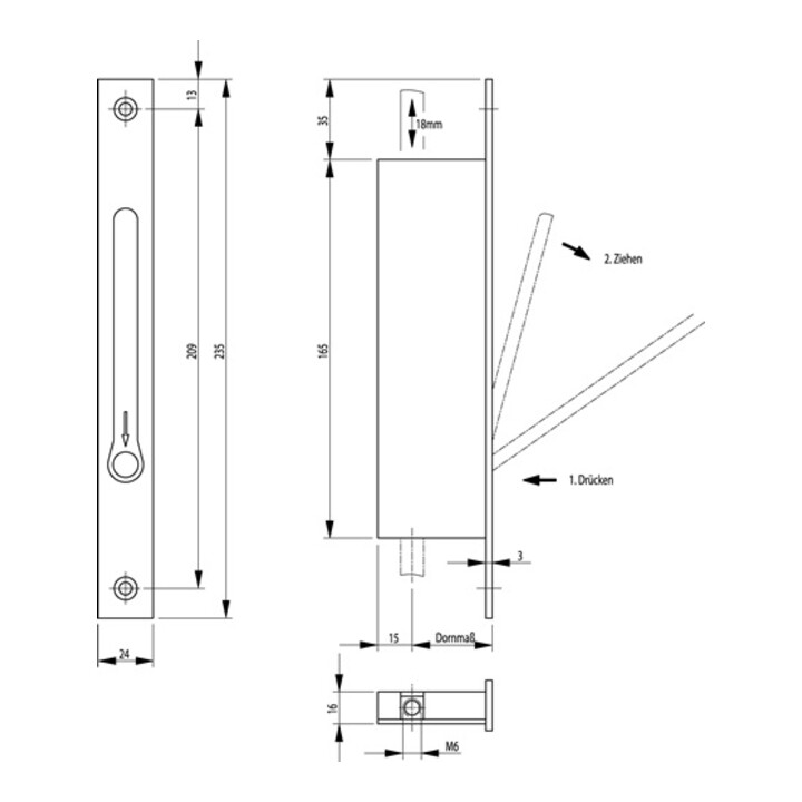 B-Ware Bks Falztreibriegel 1899 Riegel  55 Mm Türschloss Edelstahl 235mm 20mm Stahl - 4015540272981