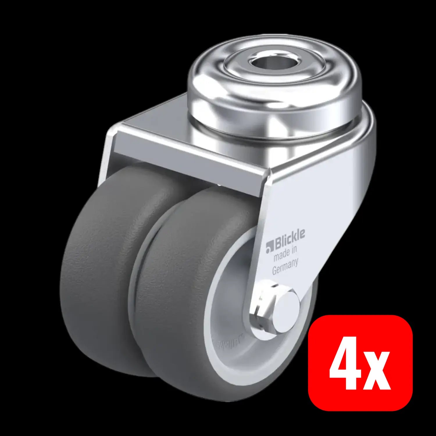 B-Ware Blickle Doppel Lenkrolle Zwillingsrolle Rad Dunkelgrau Gleitlager 50mm 4 Stück - 4047526117702