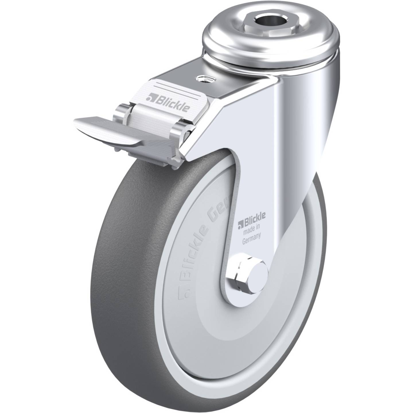 Blickle Lenkrolle Apparaterolle Industrie Rad Polyurethan Rückenloch Dunkelgrau B-Ware - 4047526114862